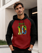 Moletom Brasil 10 Estampa Bandeira Com Capuz Raglan Casual