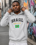 Moletom Brasil Estampa Clássica Com Bandeira E Capuz Casual