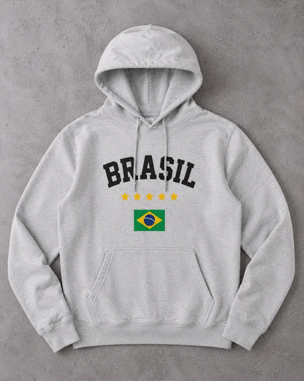 Moletom Brasil Estampa Clássica Com Bandeira E Capuz Casual