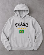 Moletom Brasil Estampa Clássica Com Bandeira E Capuz Casual