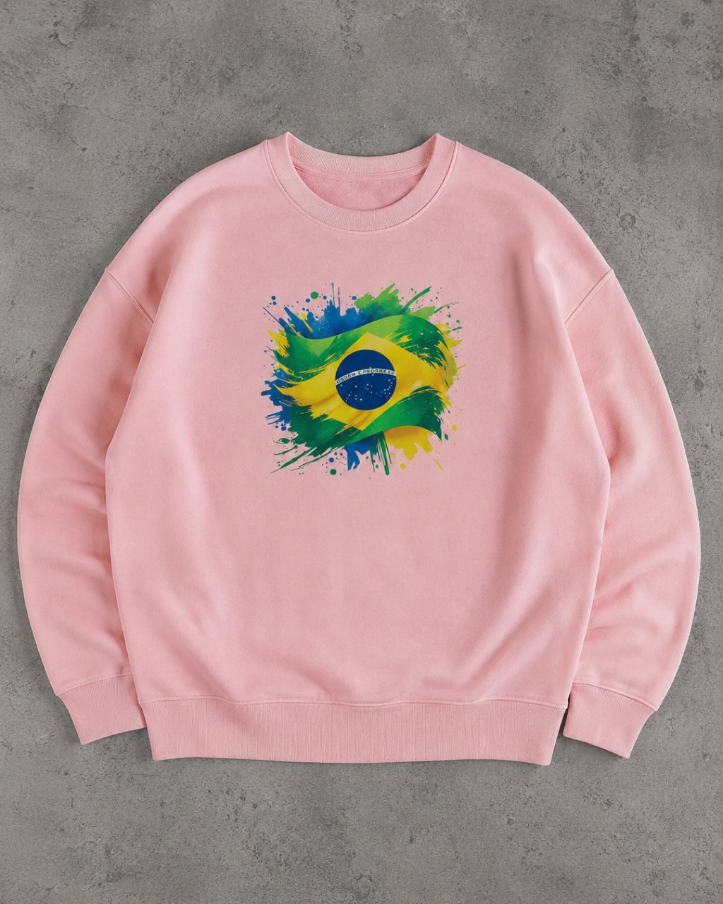 Moletom Brasil Bandeira Artística Central Estilo Casual Urbano
