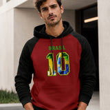 Moletom Brasil 10 Estampa Bandeira Com Capuz Raglan Casual