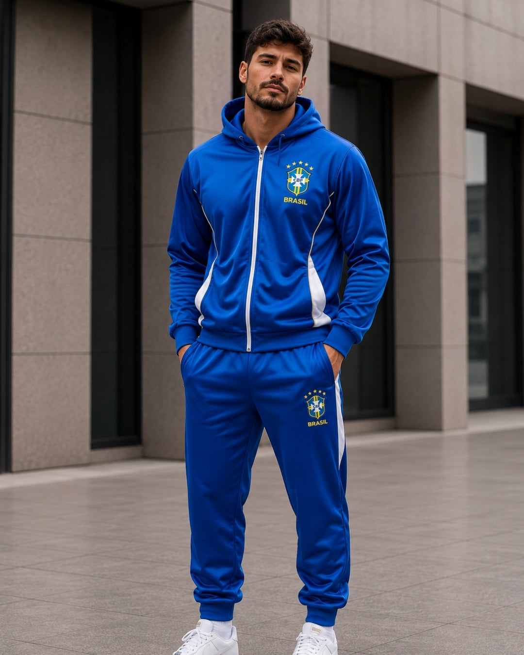 Conjunto Brasil Esportivo Com Zíper Frontal E Calça Jogger