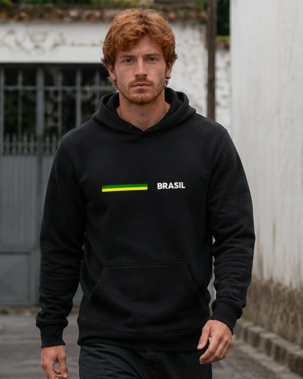 Moletom Brasil Minimalista Faixa Frontal Estilo Casual Urbano