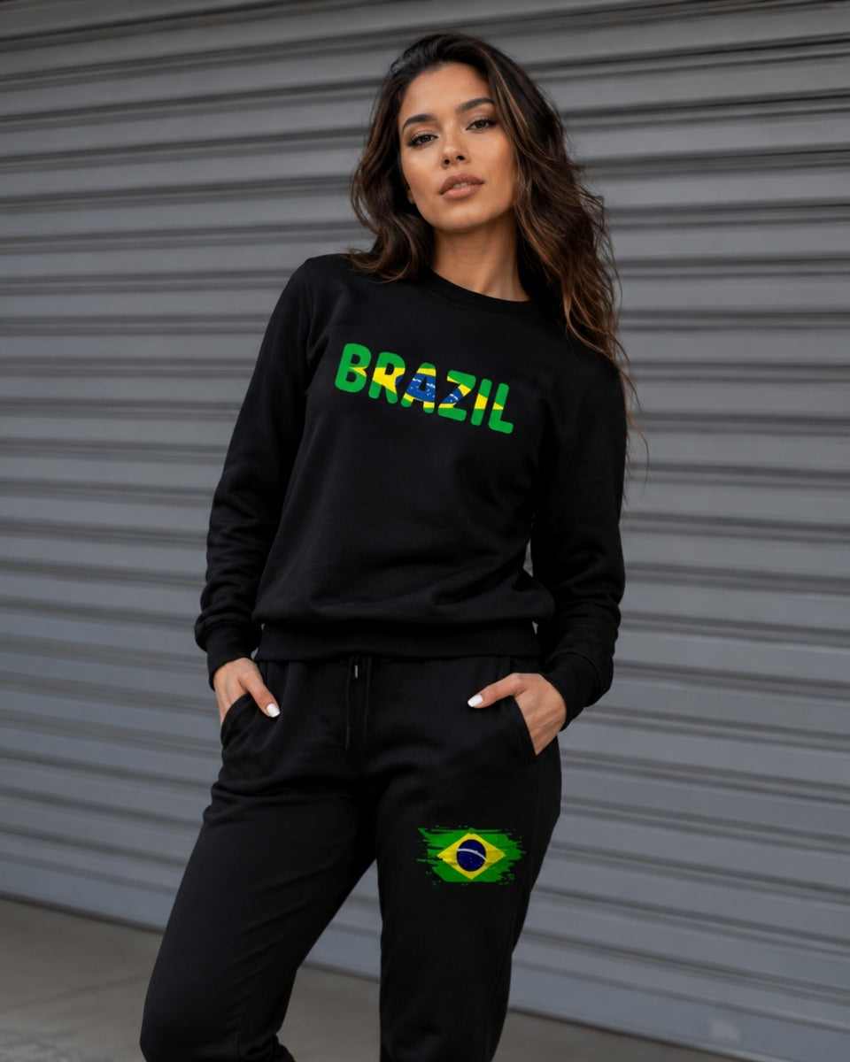 Conjunto Brasil Estampa Bandeira Com Calça Jogger Casual Urbano
