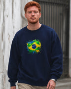 Moletom Brasil Bandeira Artística Central Estilo Casual Urbano