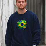 Moletom Brasil Bandeira Artística Central Estilo Casual Urbano