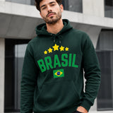 Moletom Brasil Estilo Universitário Com Estrelas E Capuz Casual