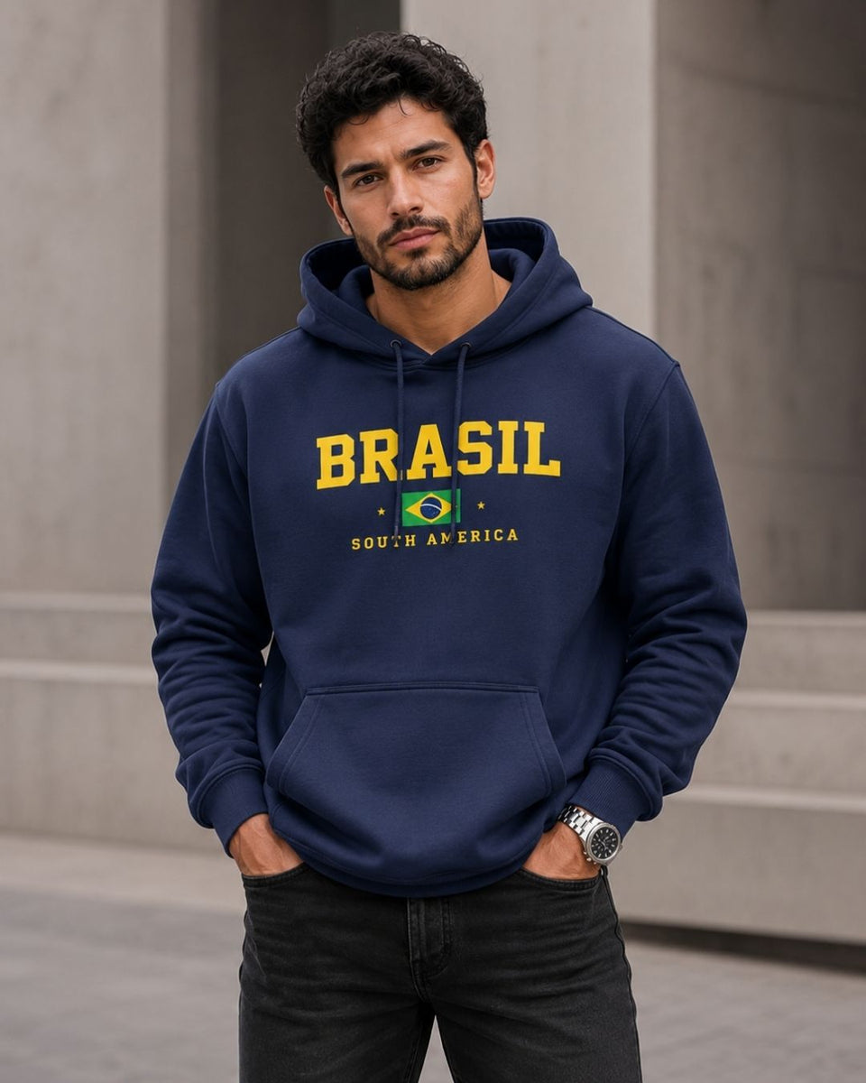 Moletom Brasil South America Bandeira Nacional Estilo Urbano