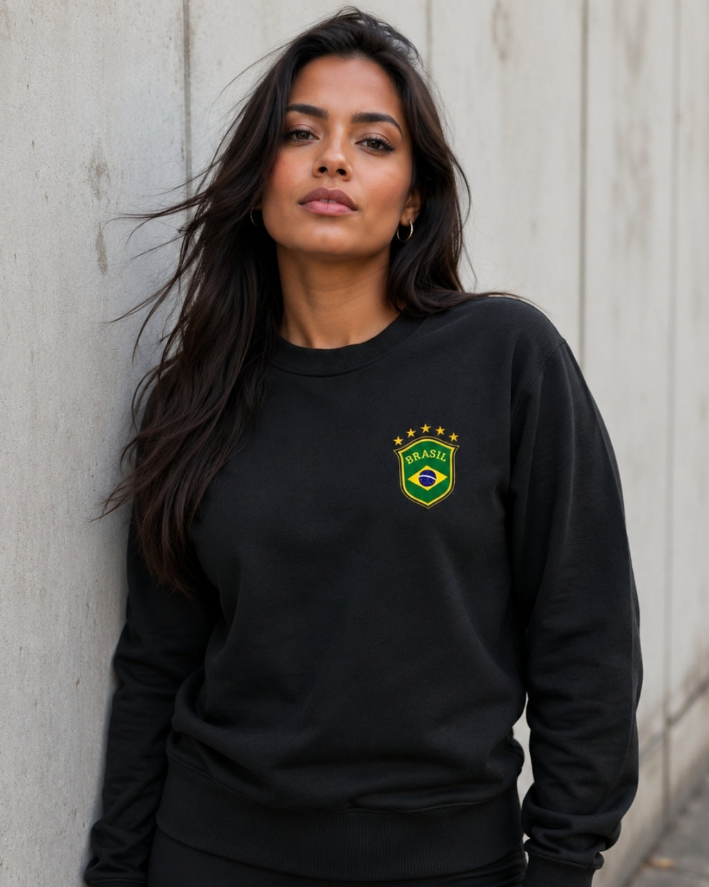 Moletom Brasil Escudo Nacional Com Estrelas Estilo Casual Urbano