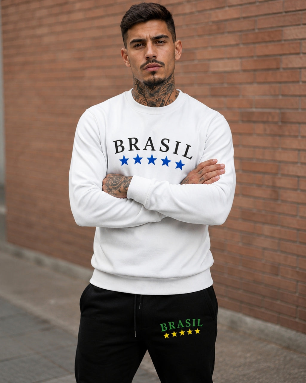 Conjunto Brasil Estampa Universitária Com Calça Jogger Urbano