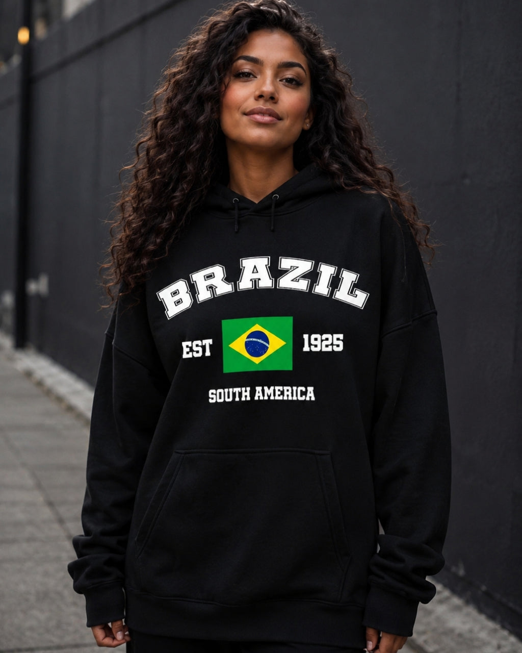Moletom Brasil South America Estampa Universitária Com Capuz Casual
