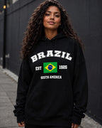 Moletom Brasil South America Estampa Universitária Com Capuz Casual