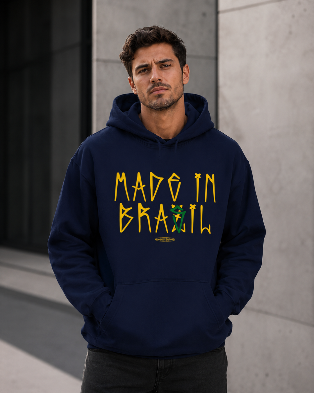 Moletom Made In Brasil Tipográfico Urbano Com Capuz Casual