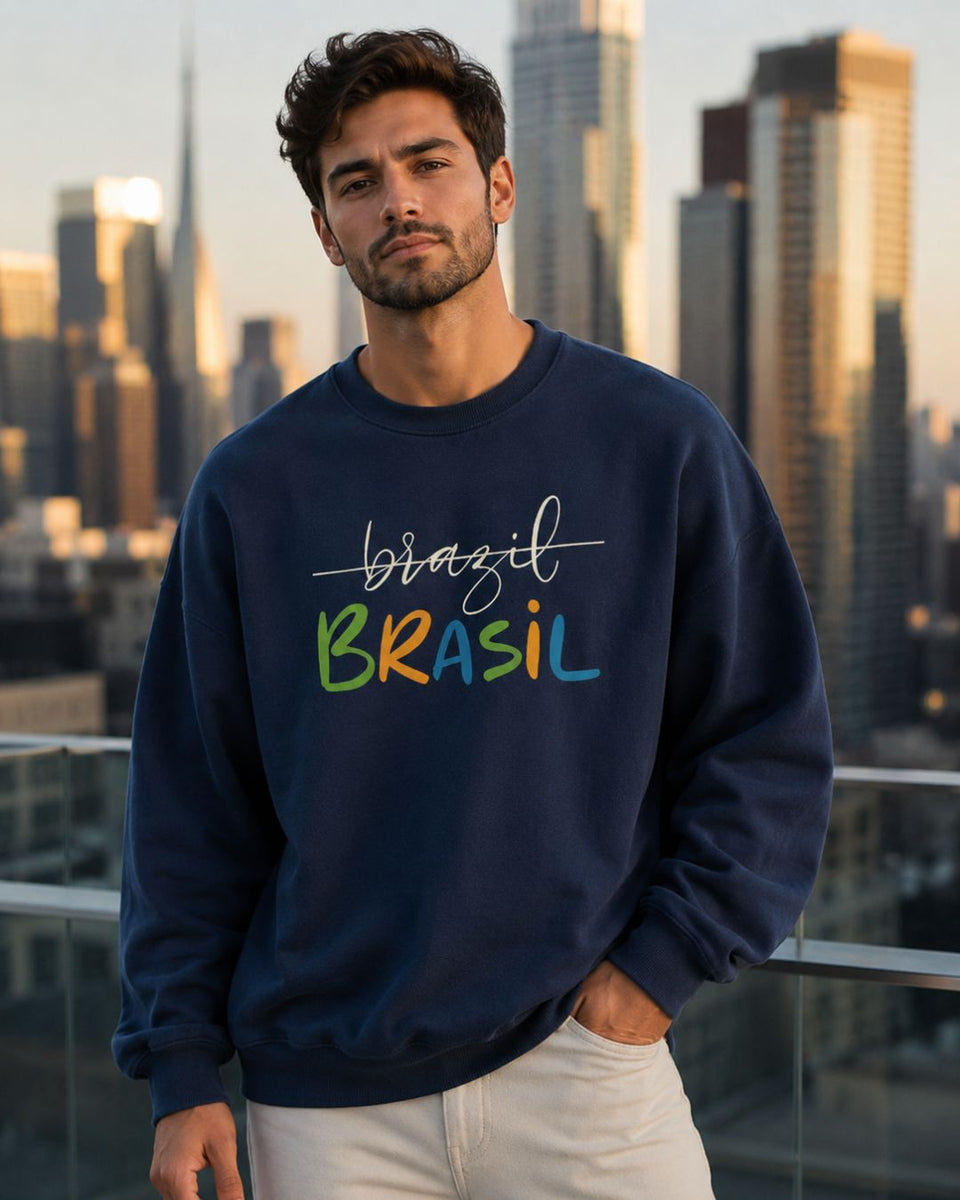 Moletom Brasil Lettering Colorido Estilo Casual Urbano Moderno