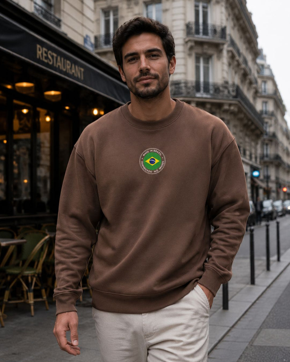 Moletom Brasil Made In Brazil Estampa Circular Costas Casual Urbano