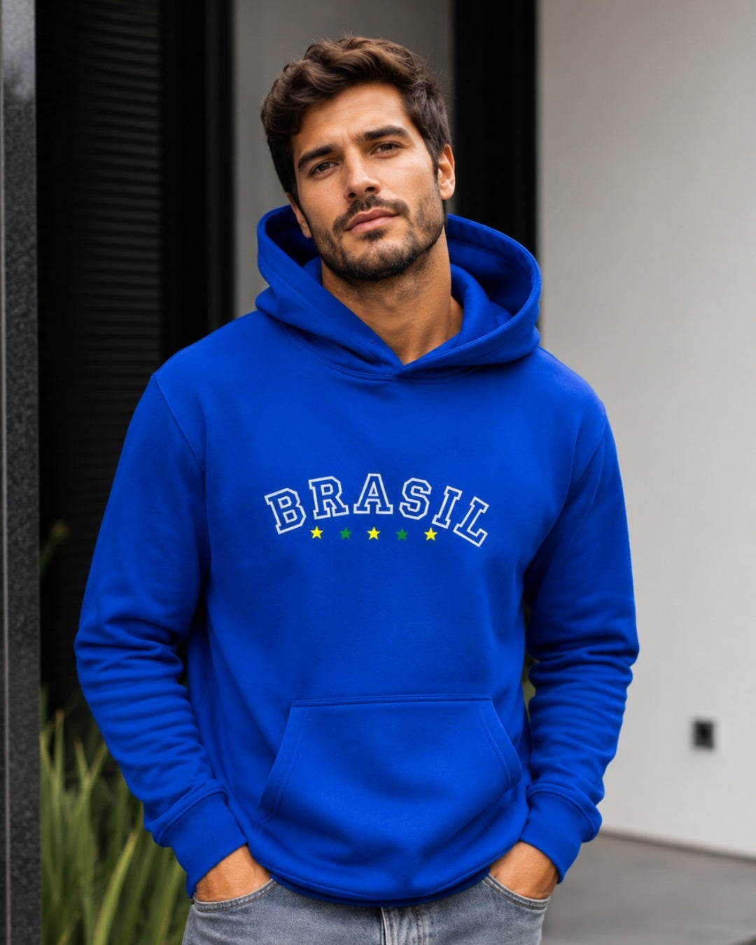 Moletom Brasil Estampa Universitária Com Capuz Casual Urbano