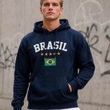 Moletom Brasil Estampa Clássica Com Bandeira E Capuz Casual
