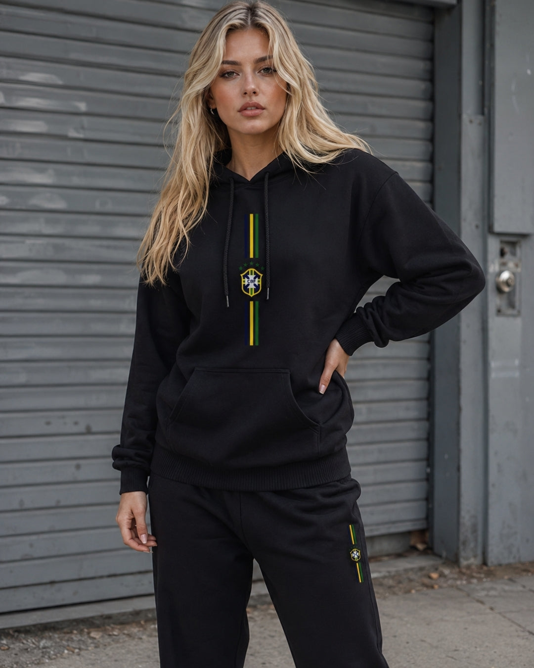 Conjunto Moletom Brasil Escudo Central Com Calça Jogger Casual