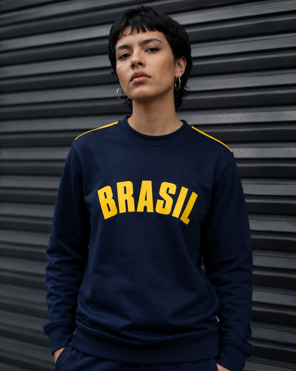 Moletom Brasil Estampa Universitária Frontal Estilo Casual Urbano