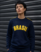 Moletom Brasil Estampa Universitária Frontal Estilo Casual Urbano