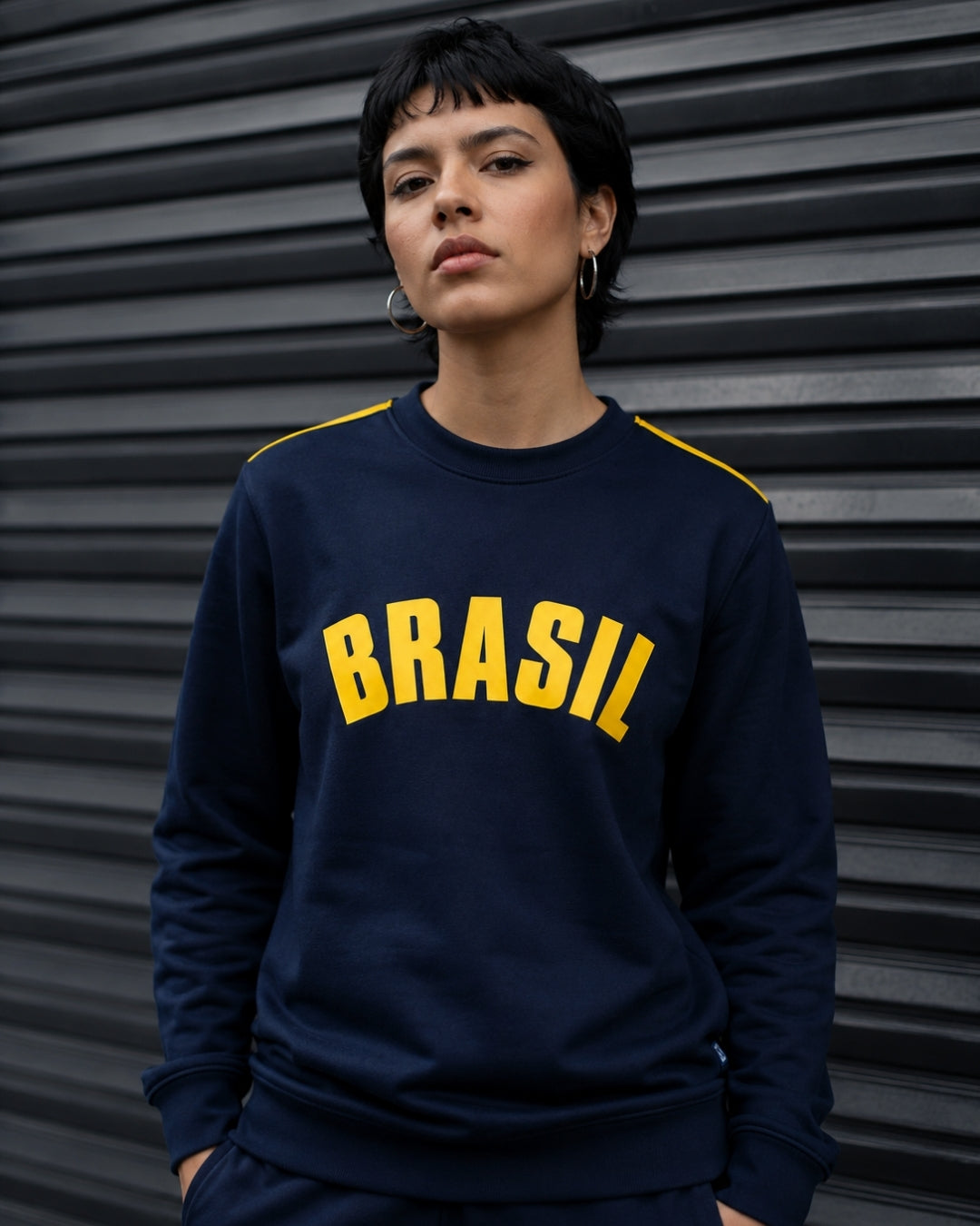 Moletom Brasil Estampa Universitária Frontal Estilo Casual Urbano