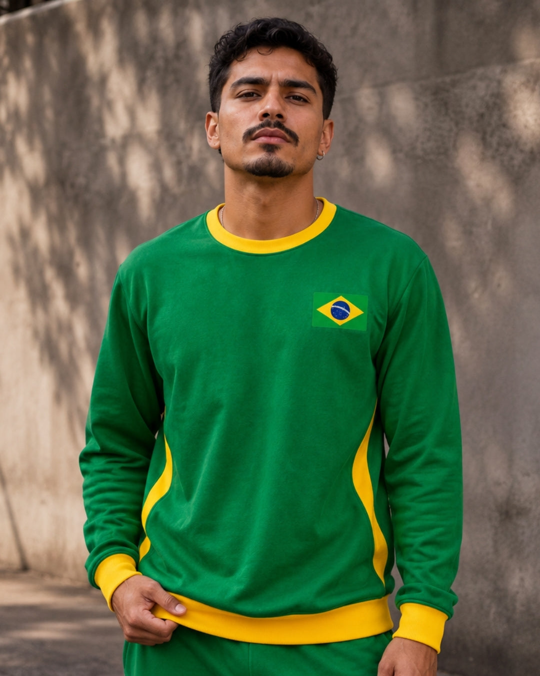 Moletom Brasil Estampa Costas Com Bandeira Estilo Casual Urbano