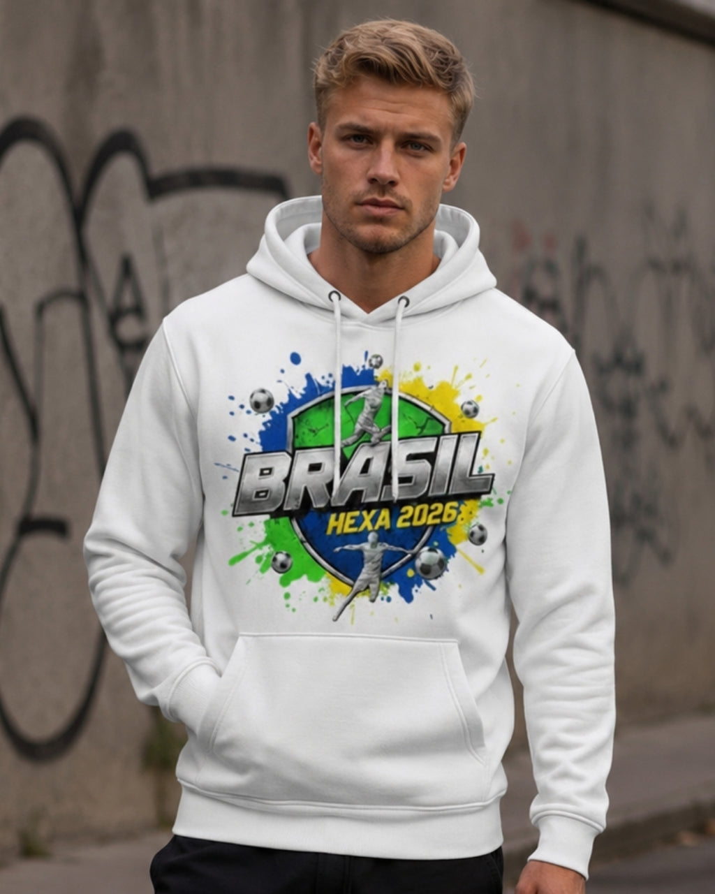 Moletom Brasil Hexa 2026 Estampa Com Capuz Casual Urbano