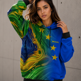 Moletom Brasil Estampa Abstrata Estrelas Com Capuz Casual