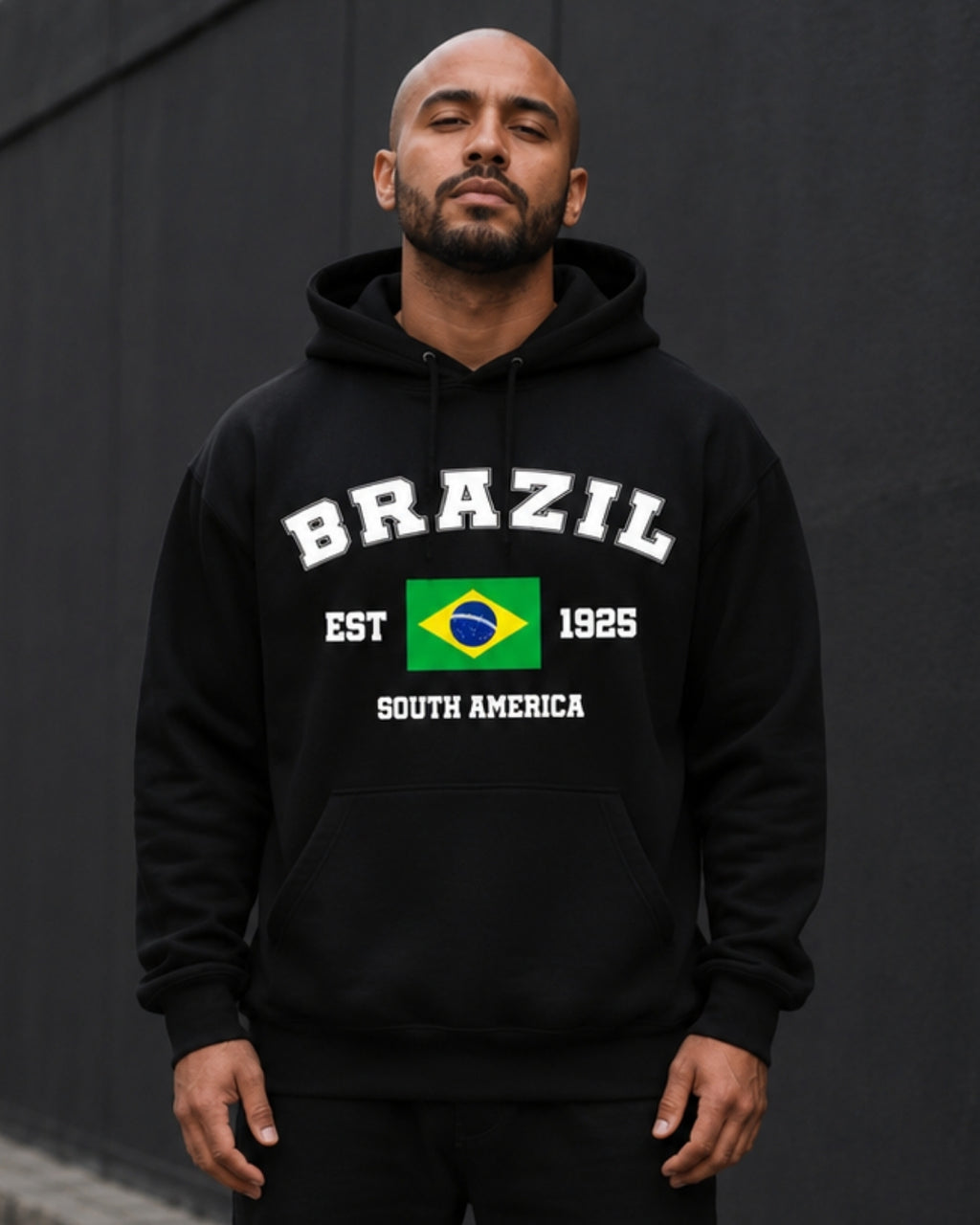 Moletom Brasil South America Estampa Universitária Com Capuz Casual