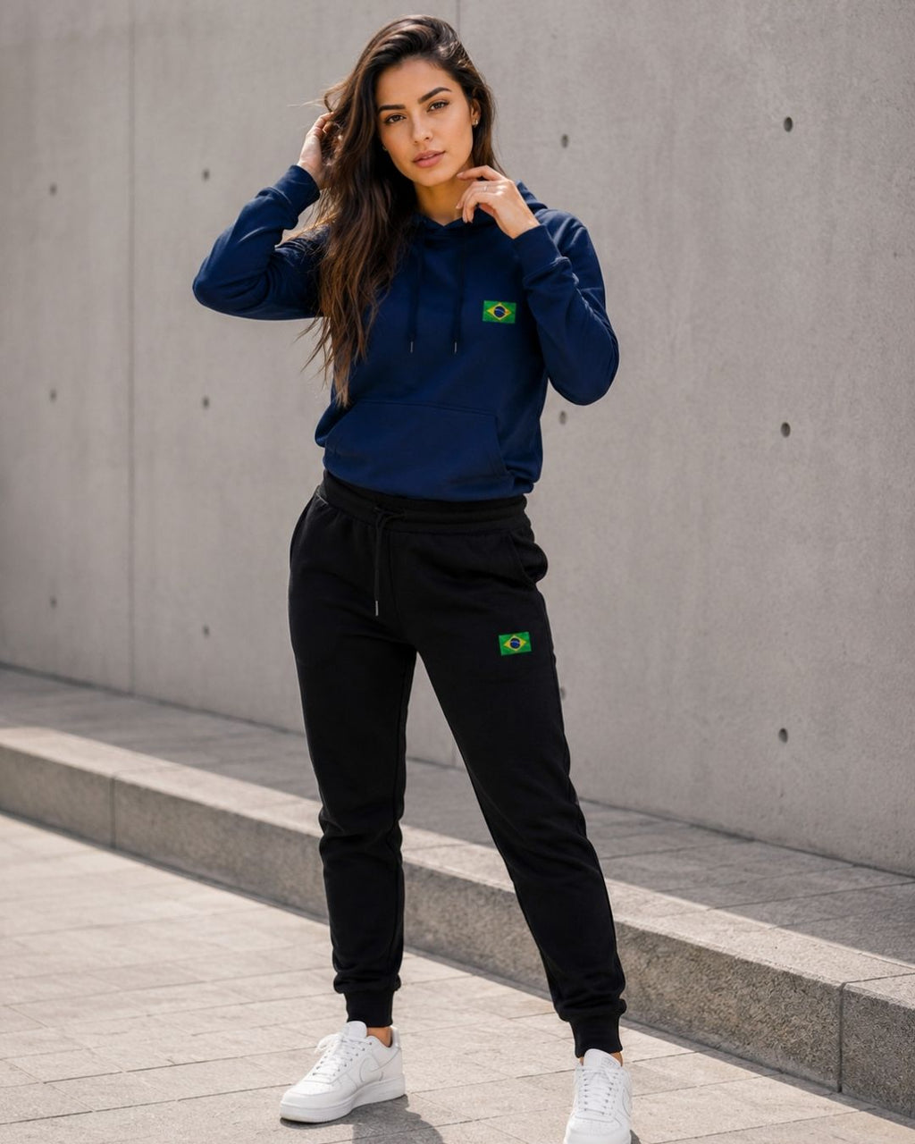 Conjunto Moletom Brasil Bandeira Nacional Com Calça Jogger