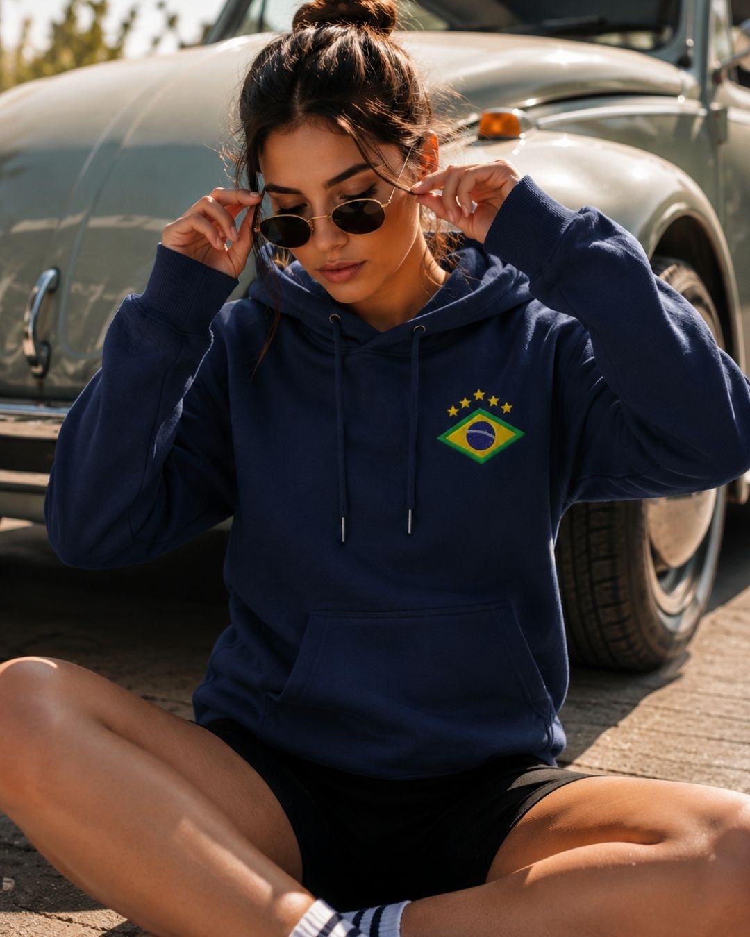 Moletom Canguru Bandeira Brasil Estilo Minimalista Nacional