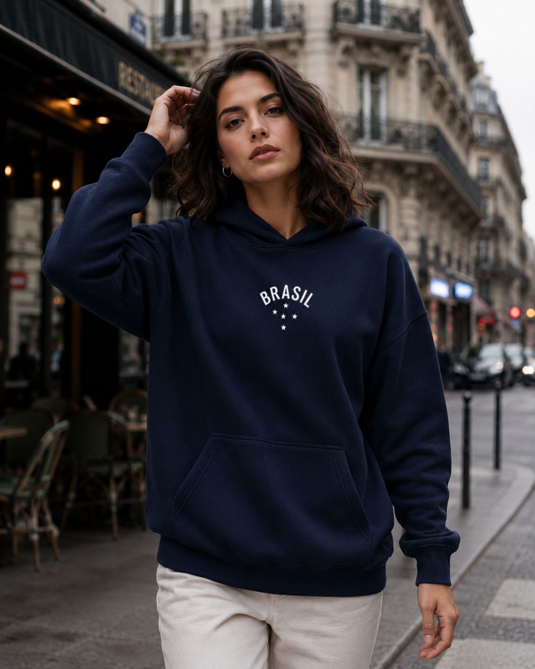 Moletom Brasil Minimalista Com Estrelas Estilo Casual Urbano