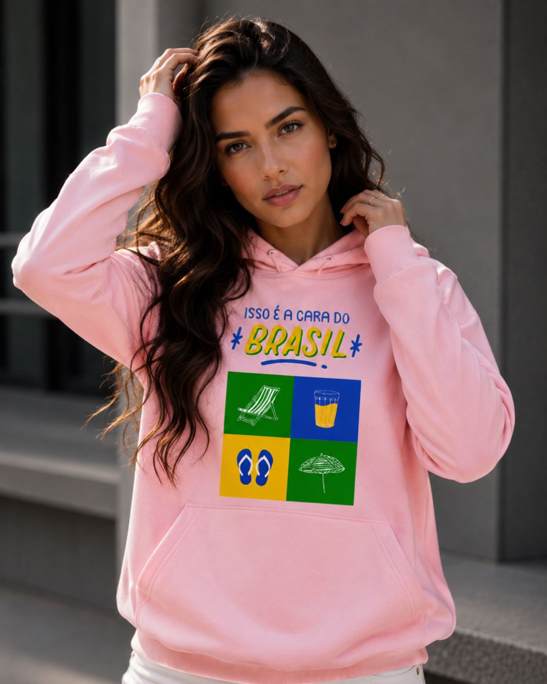 Moletom Brasil Cara Do Brasil Ícones Com Capuz Casual Urbano