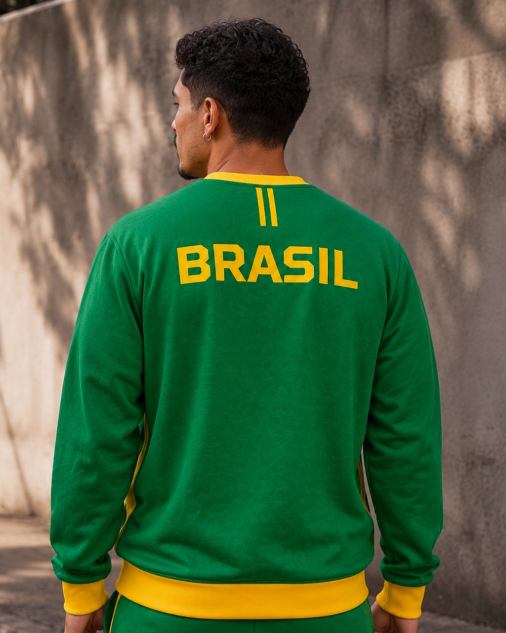 Moletom Brasil Estampa Costas Com Bandeira Estilo Casual Urbano