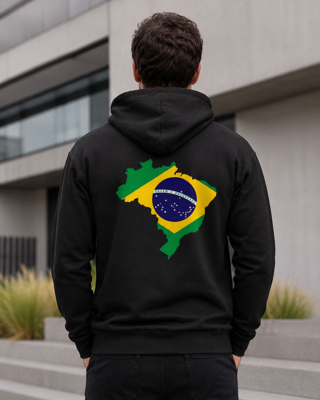 Moletom Brasil Mapa Nacional Nas Costas Estilo Casual Urbano