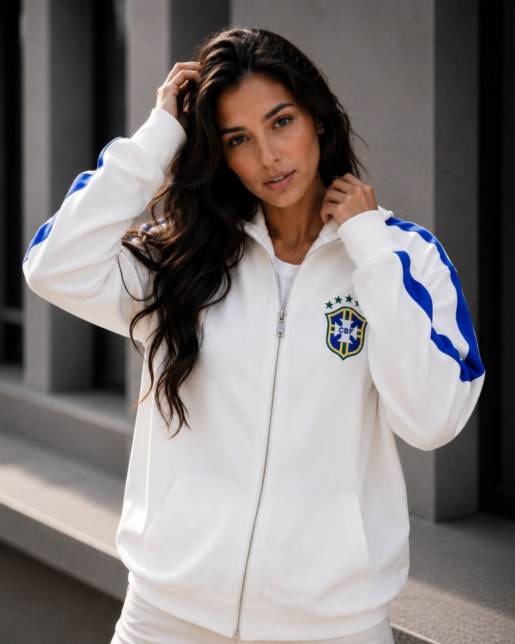 Moletom Brasil Jaqueta Com Zíper E Escudo Estilo Casual Urbano