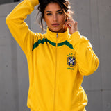 Moletom Brasil Jaqueta Com Zíper Escudo Nacional Casual