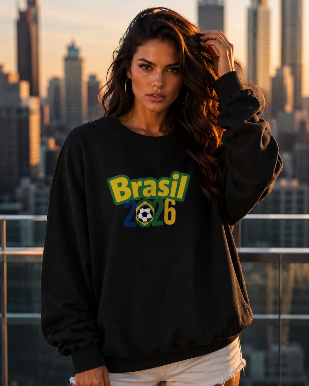 Moletom Brasil Lettering Colorido Com Capuz Casual Urbano
