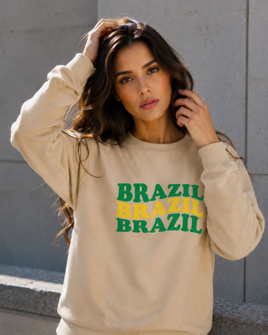 Moletom Brasil Triplo Lettering Estilo Casual Urbano Moderno