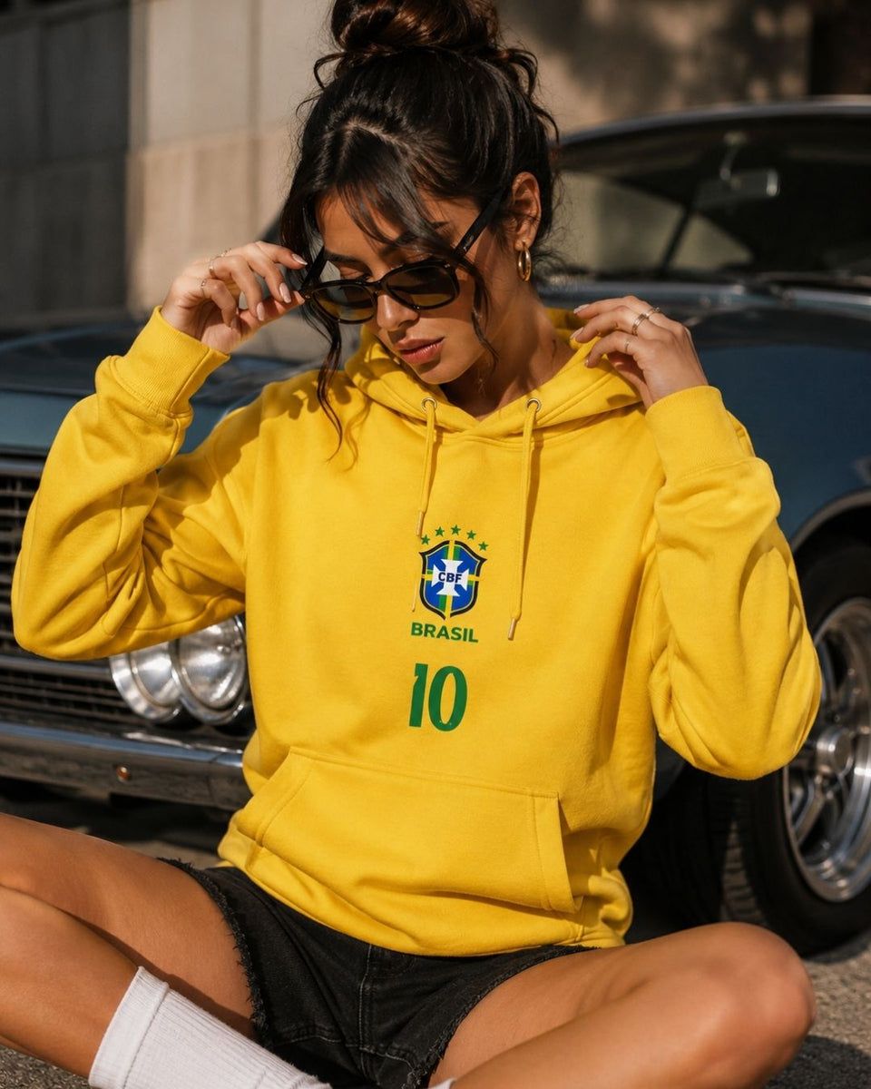 Moletom Canguru Brasil Escudo Nacional Número 10 Esportivo