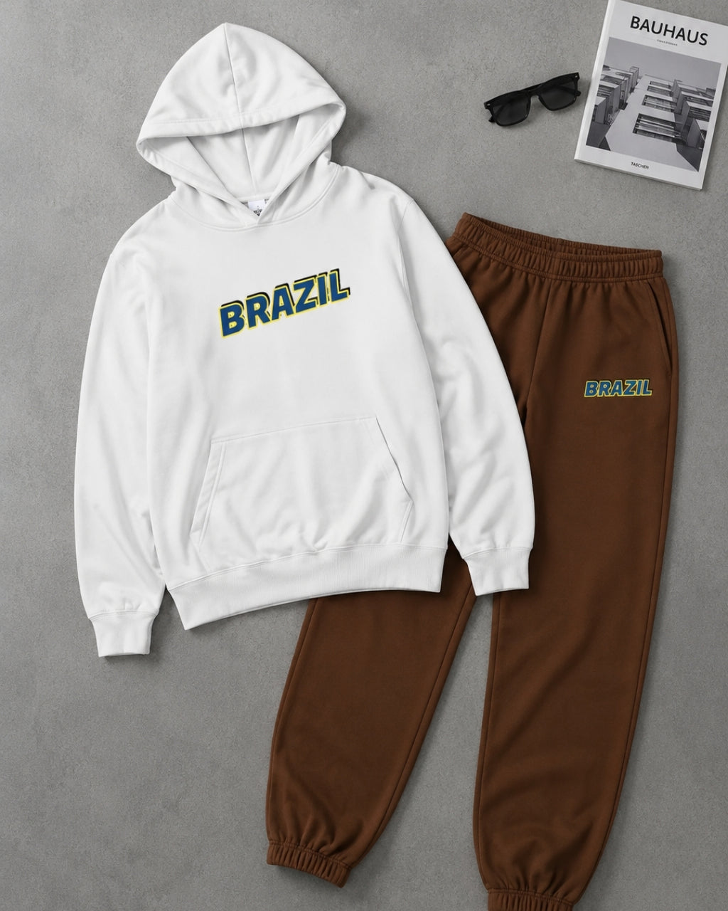 Conjunto Brasil Estampa College Com Calça Jogger Casual Urbano