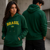 Moletom Brasil Universitário Com Bandeira Frontal E Capuz Casual