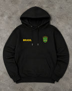 Moletom Brasil Escudo Bordado No Peito Com Capuz Casual