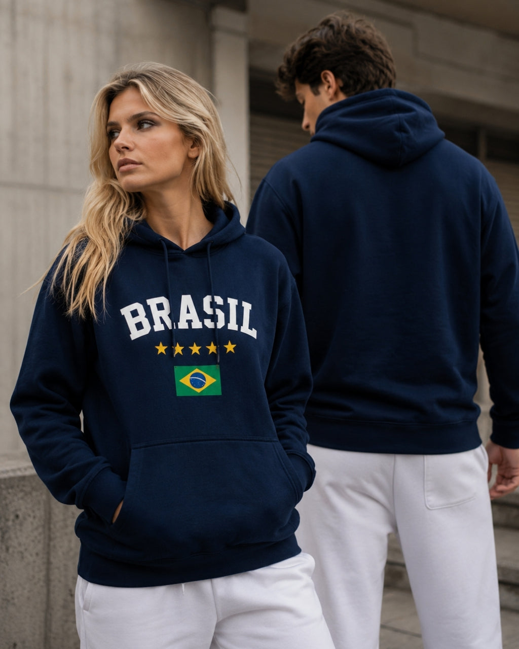 Moletom Brasil Estampa Clássica Com Bandeira E Capuz Casual