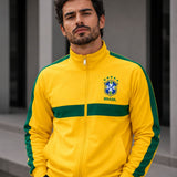 Moletom Brasil Jaqueta Com Zíper E Escudo Estilo Retrô Casual