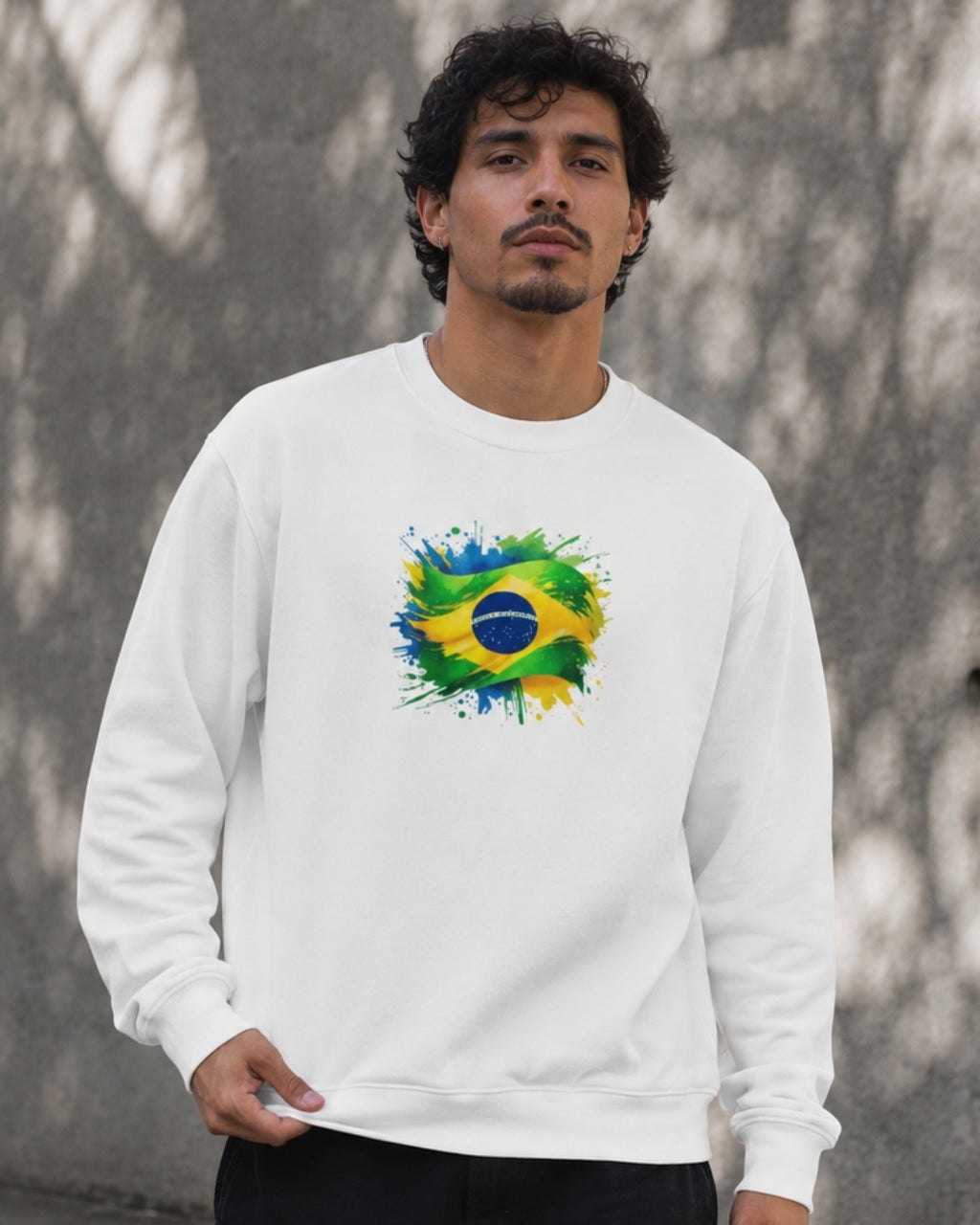 Moletom Brasil Bandeira Artística Central Estilo Casual Urbano