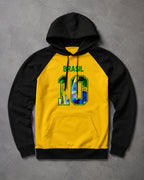 Moletom Brasil 10 Estampa Bandeira Com Capuz Raglan Casual