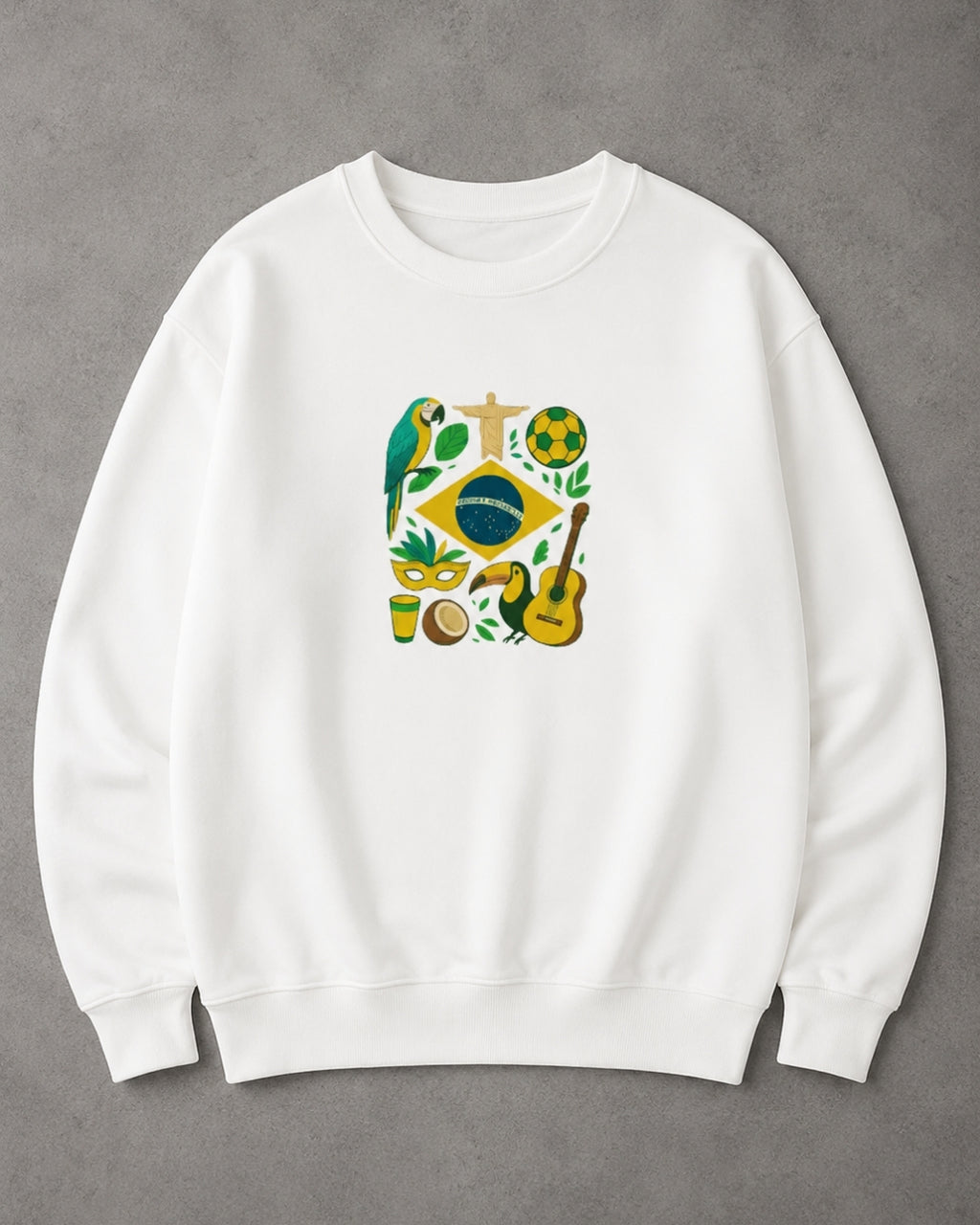 Moletom Brasil Cultura Nacional Com Símbolos Estilo Casual Urbano