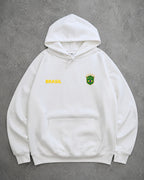 Moletom Brasil Escudo Bordado No Peito Com Capuz Casual